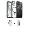 ieg™ iPhone 12 Pro Max Kılıf Nova Işık Özel Seri - Siyah 6D Mat Seramik Hayalet Nano Ekran Koruyucu + Shine Kamera Lens - LT