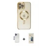 ieg™ iPhone 12 Pro Max Kılıf Nova Işık Özel Seri - Siyah 6D Mat Seramik Hayalet Nano Ekran Koruyucu + Shine Kamera Lens - LT