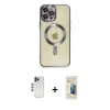 ieg™ iPhone 12 Pro Max Kılıf Nova Işık Özel Seri - Siyah 6D Mat Seramik Hayalet Nano Ekran Koruyucu + Shine Kamera Lens - LT