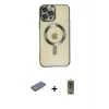ieg™ iPhone 12 Pro Max Kılıf Nova Işık Özel Seri - Siyah Joko Magic 5D Hayalet Cam + Renkli Kamera Lens Koruma Cam - MI