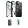 ieg™ iPhone 12 Pro Max Kılıf Nova Işık Özel Seri - Siyah Polymer Nano Ekran Koruyucu + Neon Fosforlu Kamera Lens - BZ