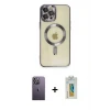 ieg™ iPhone 12 Pro Max Kılıf Nova Işık Özel Seri - Siyah Polymer Nano Ekran Koruyucu + Neon Fosforlu Kamera Lens - BZ