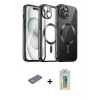 ieg™ iPhone 12 Pro Max Kılıf Nova Işık Özel Seri - Siyah Polymer Nano Ekran Koruyucu + Renkli Kamera Lens Koruma Cam - SI