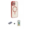 ieg™ iPhone 12 Pro Max Kılıf Nova Işık Özel Seri - Siyah Polymer Nano Ekran Koruyucu + Renkli Kamera Lens Koruma Cam - SI