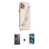 ieg™ iPhone 12 Pro Max Kılıf Nova Işık Prime - Siyah 34D Izgaralı Cam + Neon Fosforlu Kamera Lens - TU