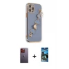 ieg™ iPhone 12 Pro Max Kılıf Nova Işık Prime - Siyah 34D Izgaralı Cam + Neon Fosforlu Kamera Lens - TU