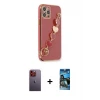 ieg™ iPhone 12 Pro Max Kılıf Nova Işık Prime - Siyah 34D Izgaralı Cam + Neon Fosforlu Kamera Lens - TU