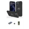 ieg™ iPhone 12 Pro Max Kılıf Odak Form Prime - Siyah Joko Magic 5D Hayalet Cam + Renkli Kamera Lens Koruma Cam - PE
