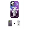 ieg™ iPhone 12 Pro Max Kılıf Siluet Çizgi Koleksiyonu - Şeffaf Uv Polymer Nano Ekran Koruyucu + Neon Fosforlu Kamera Lens - YL