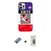 ieg™ iPhone 12 Pro Max Kılıf Siluet Çizgi Koleksiyonu - Siyah 6D Mat Seramik Hayalet Nano Ekran Koruyucu + Metal Kamera Lens Koruma Cam - SH