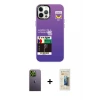 ieg™ iPhone 12 Pro Max Kılıf Siluet Çizgi Koleksiyonu - Siyah 6D Mat Seramik Hayalet Nano Ekran Koruyucu + Neon Fosforlu Kamera Lens - YL