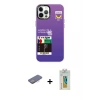 ieg™ iPhone 12 Pro Max Kılıf Siluet Çizgi Koleksiyonu - Siyah Polymer Nano Ekran Koruyucu + Renkli Kamera Lens Koruma Cam - PE