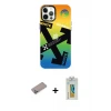 ieg™ iPhone 12 Pro Max Kılıf Siluet Çizgi Koleksiyonu - Siyah Polymer Nano Ekran Koruyucu + Shine Kamera Lens Koruma Cam - SABE