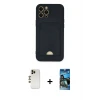 ieg™ iPhone 12 Pro Max Kılıf Vadi Çizgi Prime - Siyah 34D Izgaralı Cam + Shine Kamera Lens - GD