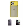 ieg™ iPhone 12 Pro Max Kılıf Vadi Çizgi - Şeffaf Temperli Cam Ekran Koruyucu + Neon Fosforlu Kamera Lens - BZ