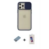 ieg™ iPhone 12 Pro Max Kılıf Vadi Çizgi - Siyah Joko 5D Cam + Shine Kamera Lens Koruma Cam - GI