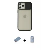 ieg™ iPhone 12 Pro Max Kılıf Vadi Çizgi - Siyah Joko Magic 5D Cam + Shine Kamera Lens Koruma Cam - PE