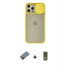 ieg™ iPhone 12 Pro Max Kılıf Vadi Çizgi - Siyah Joko Magic 5D Hayalet Cam + Shine Kamera Lens Koruma Cam - SH