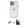 ieg™ iPhone 12 Pro Max Kılıf Vadi Minimal - Şeffaf Temperli Cam Ekran Koruyucu + Shine Kamera Lens Koruma Cam - SABE