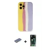 ieg™ iPhone 12 Pro Max Kılıf Yadigar Çizgi - Şeffaf 360 Full Body Arka Koruyucu + Renkli Kamera Lens Koruma Cam - YL