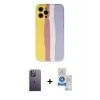 ieg™ iPhone 12 Pro Max Kılıf Yadigar Çizgi - Şeffaf Royal Nano Ekran Koruyucu + Neon Fosforlu Kamera Lens - BZ