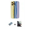 ieg™ iPhone 12 Pro Max Kılıf Yadigar Çizgi - Şeffaf Temperli Cam Ekran Koruyucu + Shine Kamera Lens Koruma Cam - GI