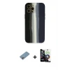 ieg™ iPhone 12 Pro Max Kılıf Yadigar Çizgi - Şeffaf Temperli Cam Ekran Koruyucu + Shine Kamera Lens Koruma Cam - GI