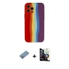 ieg™ iPhone 12 Pro Max Kılıf Yadigar Çizgi - Şeffaf Temperli Cam Ekran Koruyucu + Shine Kamera Lens Koruma Cam - GI