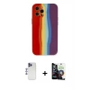 ieg™ iPhone 12 Pro Max Kılıf Yadigar Çizgi - Şeffaf Temperli Cam Ekran Koruyucu + Shine Kamera Lens - LT
