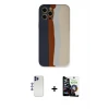 ieg™ iPhone 12 Pro Max Kılıf Yadigar Çizgi - Şeffaf Temperli Cam Ekran Koruyucu + Shine Kamera Lens - LT