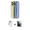 ieg™ iPhone 12 Pro Max Kılıf Yadigar Çizgi - Şeffaf Temperli Cam Ekran Koruyucu + Shine Kamera Lens - LT