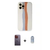 ieg™ iPhone 12 Pro Max Kılıf Yadigar Çizgi - Siyah Joko Magic 5D Cam + Neon Fosforlu Kamera Lens - TU