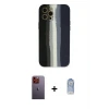 ieg™ iPhone 12 Pro Max Kılıf Yadigar Çizgi - Siyah Joko Magic 5D Cam + Neon Fosforlu Kamera Lens - TU