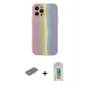 ieg™ iPhone 12 Pro Max Kılıf Yadigar Çizgi - Siyah Polymer Nano Ekran Koruyucu + Renkli Kamera Lens Koruma Cam - TU