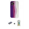 ieg™ iPhone 12 Pro Max Kılıf Yadigar Çizgi - Siyah Polymer Nano Ekran Koruyucu + Renkli Kamera Lens Koruma Cam - TU