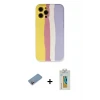 ieg™ iPhone 12 Pro Max Kılıf Yadigar Çizgi - Siyah Polymer Nano Ekran Koruyucu + Shine Kamera Lens Koruma Cam - PE