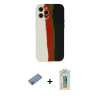 ieg™ iPhone 12 Pro Max Kılıf Yadigar Çizgi - Siyah Polymer Nano Ekran Koruyucu + Shine Kamera Lens Koruma Cam - PE