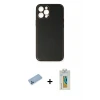 ieg™ iPhone 12 Pro Max Kılıf Yadigar Klasik - Siyah Polymer Nano Ekran Koruyucu + Shine Kamera Lens Koruma Cam - MI