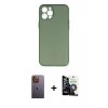 ieg™ iPhone 12 Pro Max Kılıf Yadigar Yansıma Serisi - Şeffaf Temperli Cam Ekran Koruyucu + Neon Fosforlu Kamera Lens - SI