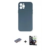 ieg™ iPhone 12 Pro Max Kılıf Yadigar Yansıma Serisi - Şeffaf Temperli Cam Ekran Koruyucu + Renkli Kamera Lens Koruma Cam - TU