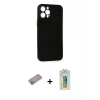 ieg™ iPhone 12 Pro Max Kılıf Yadigar Yansıma Serisi - Siyah Polymer Nano Ekran Koruyucu + Shine Kamera Lens Koruma Cam - SABE