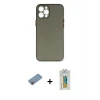 ieg™ iPhone 12 Pro Max Kılıf Yadigar Yansıma Serisi - Siyah Polymer Nano Ekran Koruyucu + Shine Kamera Lens Koruma Cam - PE