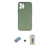 ieg™ iPhone 12 Pro Max Kılıf Yadigar Yansıma Serisi - Siyah Polymer Nano Ekran Koruyucu + Shine Kamera Lens Koruma Cam - PE