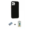 ieg™ iPhone 12 Pro Max Kılıf Yadigar Yansıma Serisi - Siyah Polymer Nano Ekran Koruyucu + Shine Kamera Lens Koruma Cam - PE