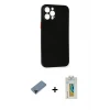 ieg™ iPhone 12 Pro Max Kılıf Yadigar Yansıma Serisi - Siyah Polymer Nano Ekran Koruyucu + Shine Kamera Lens Koruma Cam - SH