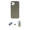 ieg™ iPhone 12 Pro Max Kılıf Yadigar Yansıma Serisi - Siyah Polymer Nano Ekran Koruyucu + Shine Kamera Lens Koruma Cam - SH