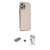 ieg™ iPhone 12 Pro Max Kılıf Yankı Serisi - Şeffaf Uv Polymer Nano Ekran Koruyucu + Renkli Kamera Lens Koruma Cam - SI