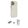ieg™ iPhone 12 Pro Max Kılıf Yankı Serisi - Şeffaf Uv Polymer Nano Ekran Koruyucu + Renkli Kamera Lens Koruma Cam - YL