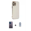 ieg™ iPhone 12 Pro Max Kılıf Yankı Serisi - Siyah Joko Magic 5D Cam + Neon Fosforlu Kamera Lens - MI