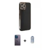 ieg™ iPhone 12 Pro Max Kılıf Yankı Serisi - Siyah Joko Magic 5D Cam + Neon Fosforlu Kamera Lens - MI